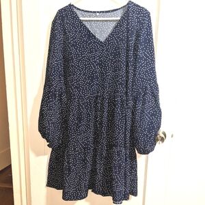 NEW Amoretu navy polka dot loose swing dress XXL